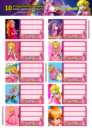 Etiquetas Escolares Princesa Peach Para Impri